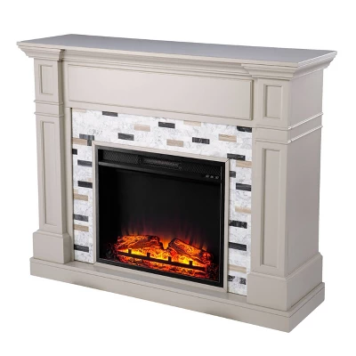 Talsham Base Electric Fireplace With Marble Surround Gray - Aiden Lane - Image 4
