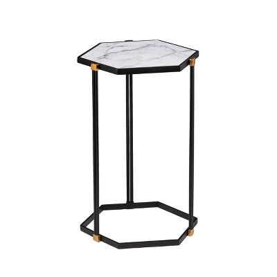 Set Of 2 Memthy Faux Marble Nesting Tables Black/Gold - Aiden Lane - Image 4