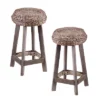 Set Of 2 24" Rook Round Backless Water Hyacinth Stools Brown - Aiden Lane