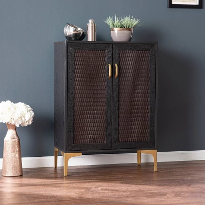 Fhamtes Two Door Bar Cabinet Black/Gold - Aiden Lane - Image 4