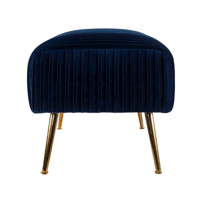 Tawver Contemporary Upholstered Bench Blue/Gold - Aiden Lane - Image 4