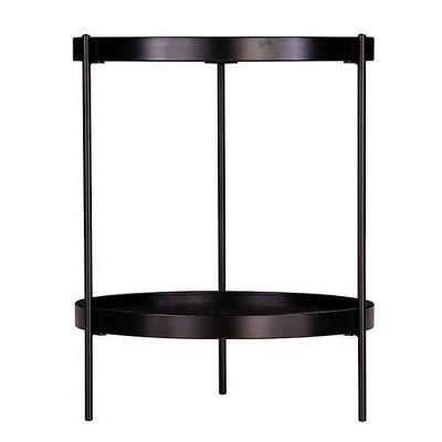 Vermicelli Round Farmhouse Style End Table Black - Aiden Lane