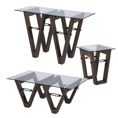 Vicar Reclaimed Wood Console Table Brown/Black - Aiden Lane - Image 6