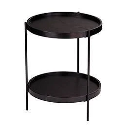 Vermicelli Round Farmhouse Style End Table Black - Aiden Lane - Image 3
