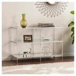 Benton Glam Mirrored Console Table - Chrome - Aiden Lane
