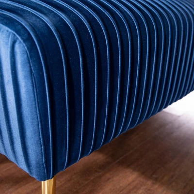Tawver Contemporary Upholstered Bench Blue/Gold - Aiden Lane - Image 3