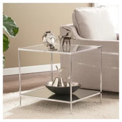 Benton Glam Mirrored End Table - Chrome - Aiden Lane