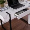 Wennan Modern Faux Marble Desk Black/White - Aiden Lane