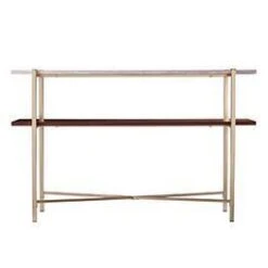 Amelia Faux Marble Console Table With Storage Brass - Aiden Lane