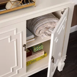 Nadrent Double Door Accent Cabinet Antique White - Aiden Lane