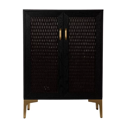 Fhamtes Two Door Bar Cabinet Black/Gold - Aiden Lane - Image 3
