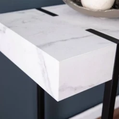 Wennan Modern Faux Marble Console Table Black/White - Aiden Lane